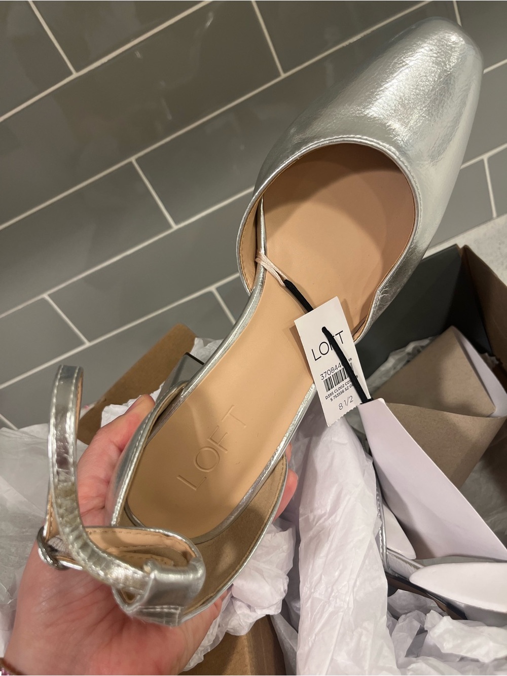 LOFT Metallic Silver Slingback Flats